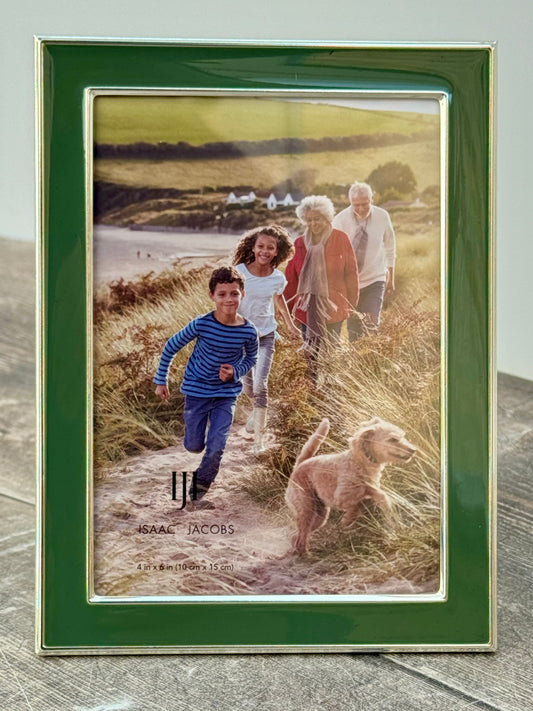 Isaac Jacobs Green and Silver Tone Border Photo Frame, 4’ x 6’