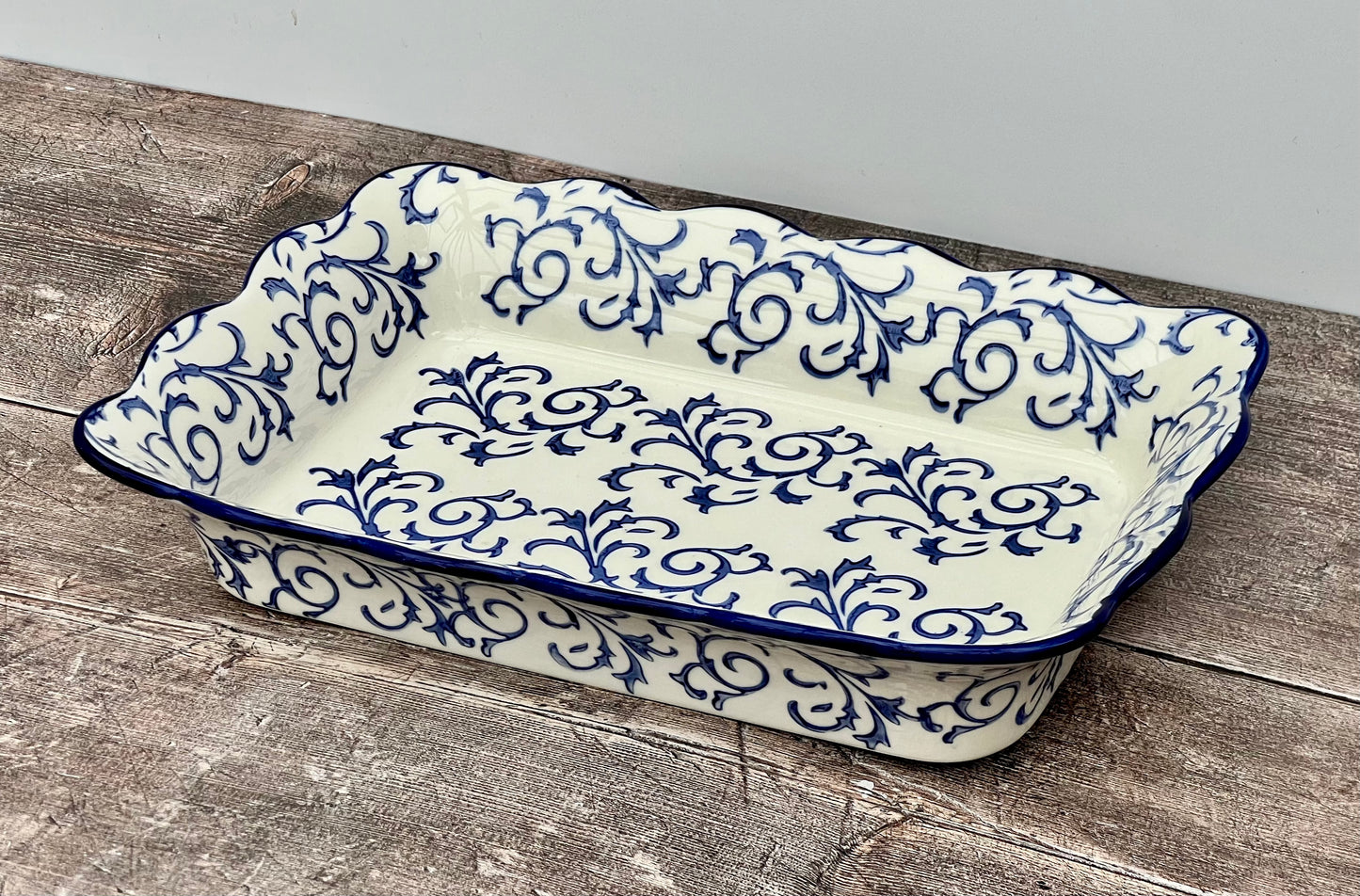 Blue Swirl Patterned Baking Dish, 33cm x 23.5cm