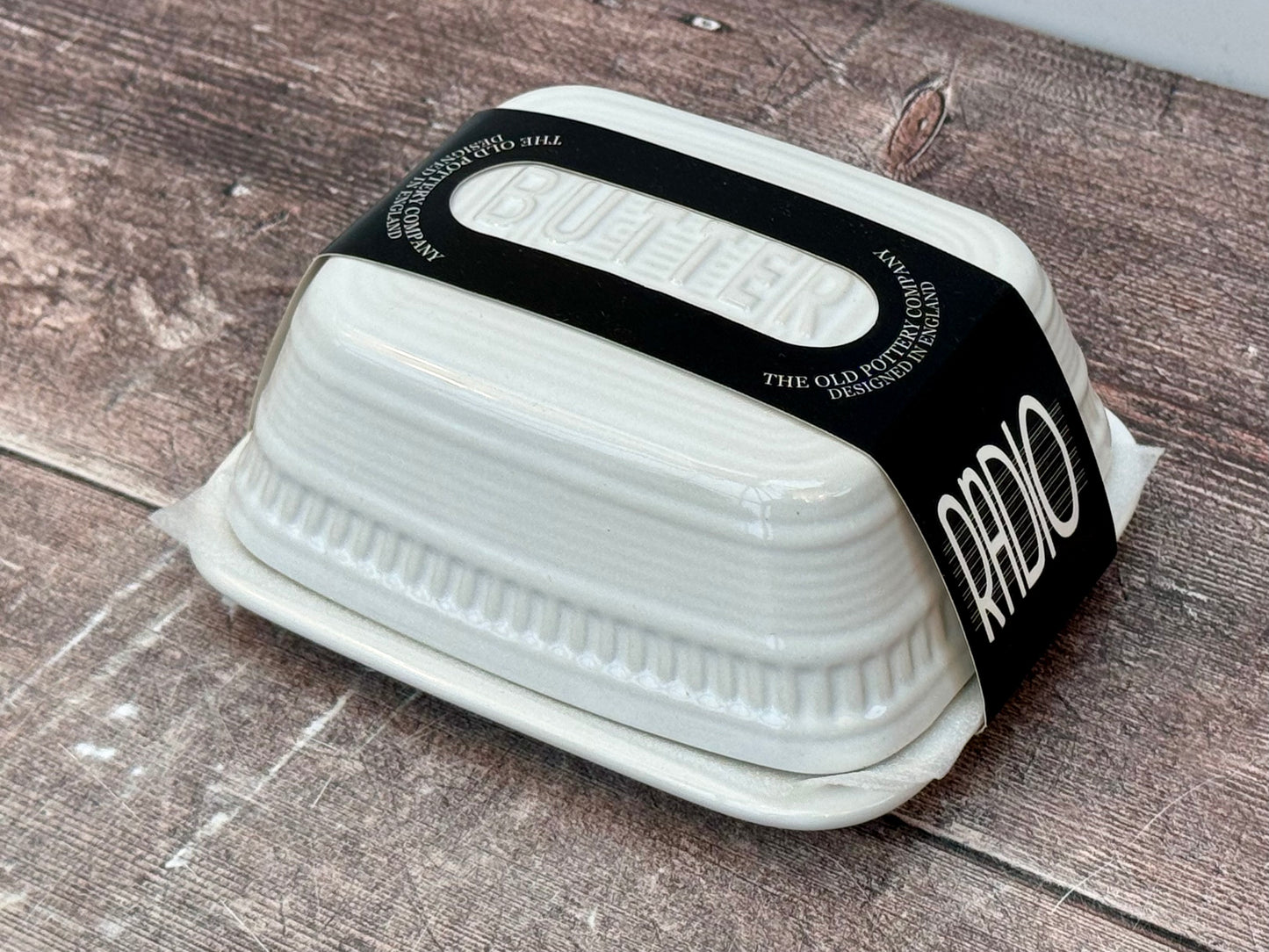 White Butter Dish with ‘BUTTER’ on the Lid