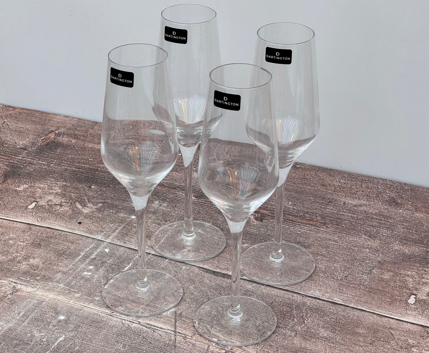 Set of 4 Dartington Crystal Bubbly Champagne Flutes/Glasses