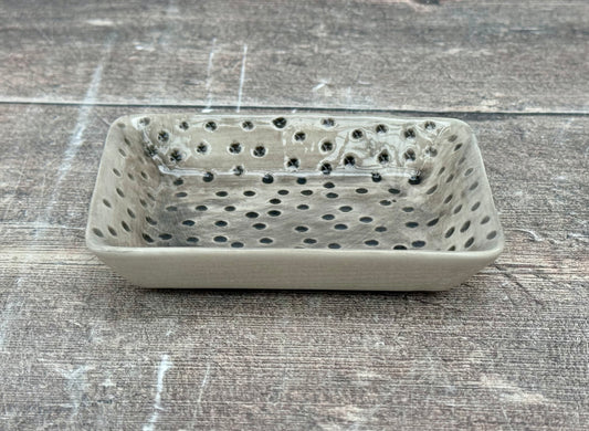 Grey Spotty Patterned Soap Dish