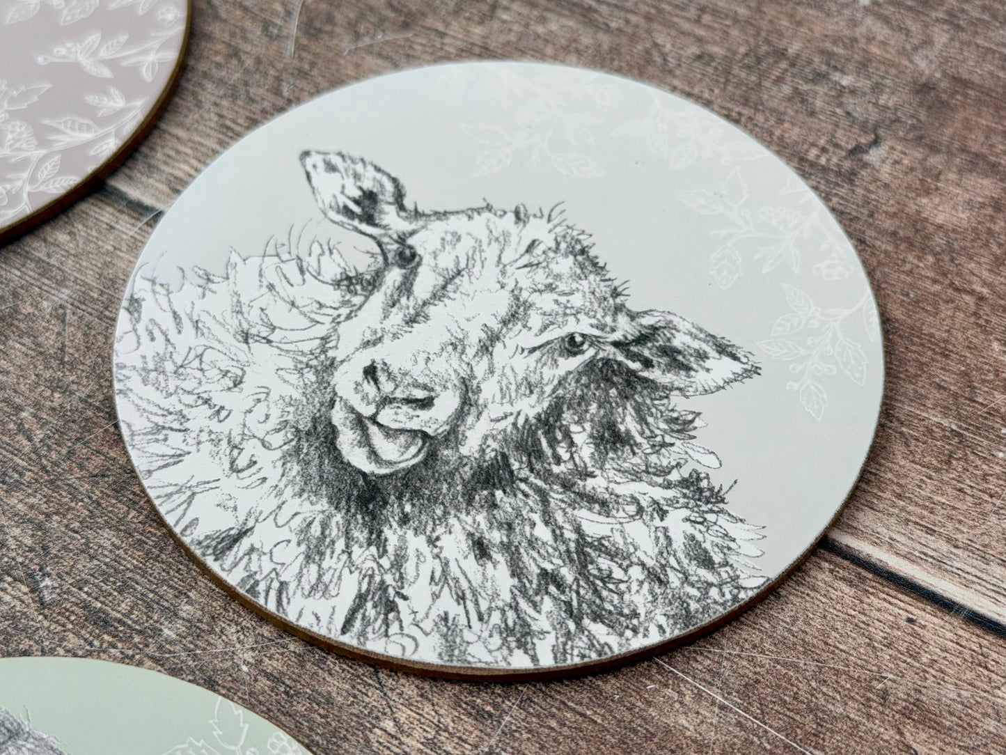 Set of 4 Round Farm Animal Coasters