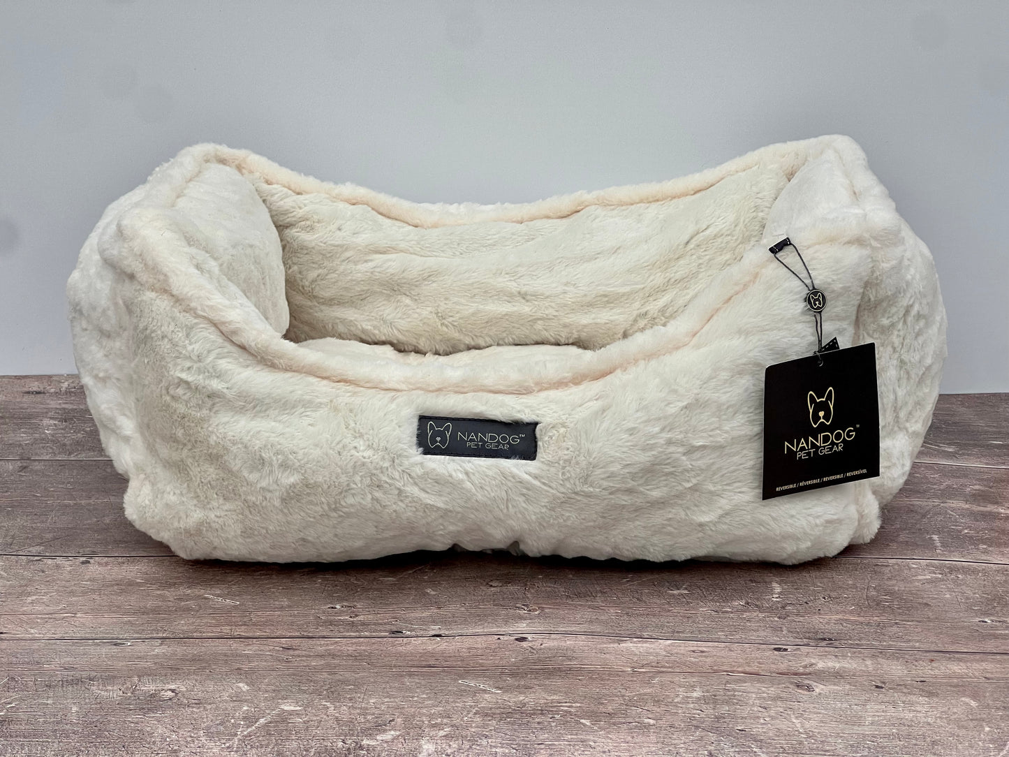 Nandog Pet Gear Ivory Cream Fluffy Soft Reversible Dog Bed, 52cm