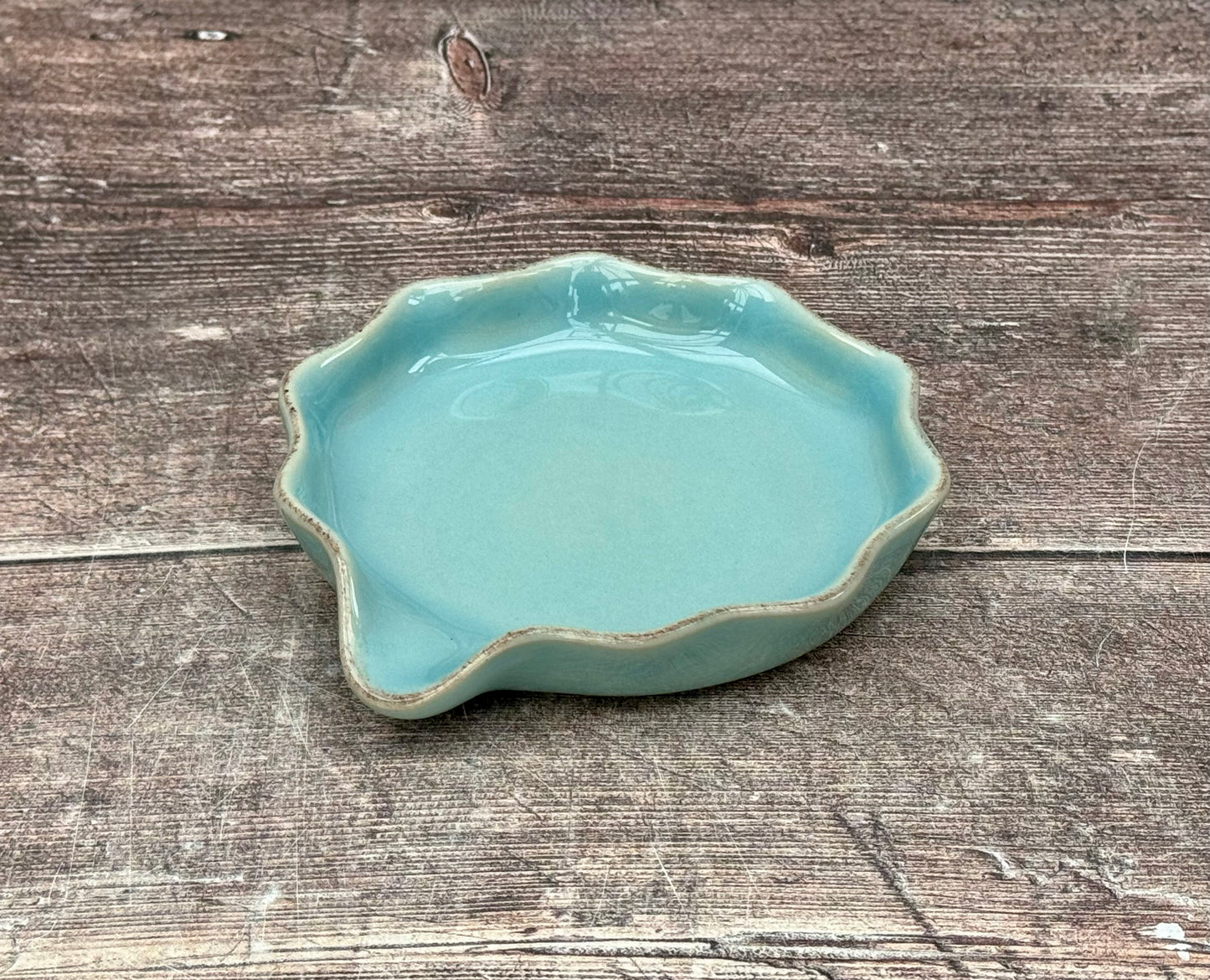 Turquoise Wavy Spoon Rest, 13cm