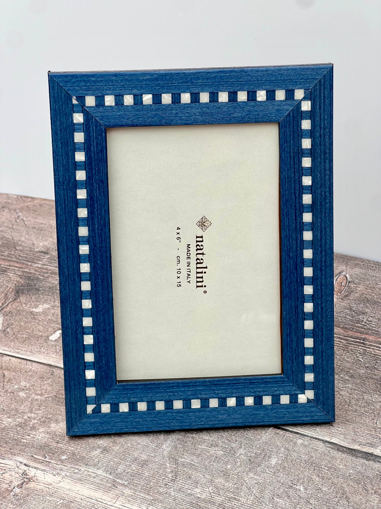 Natalini Blue with Shell Squares Photo Frame 4 x 6