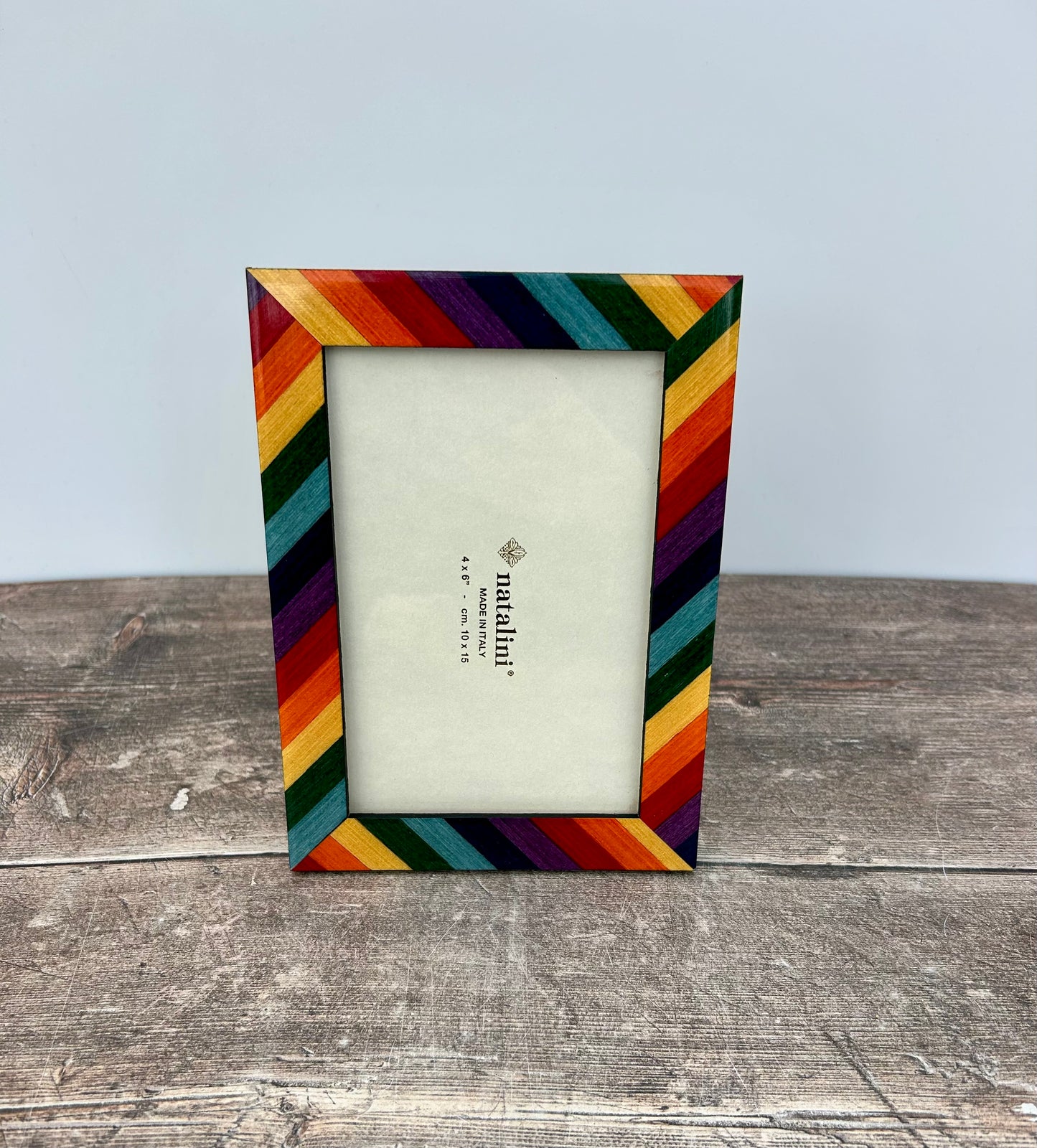 Natalini Multicoloured Rainbow Diagonal Striped Photo Frame 4 x 6