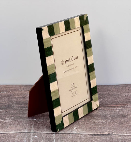 Natalini Green and Cream Striped Photo Frame 4 x 6