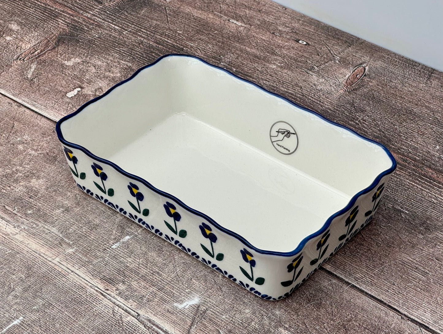 Flower Patterned Small Rectangular Baking Dish, 18.5cm