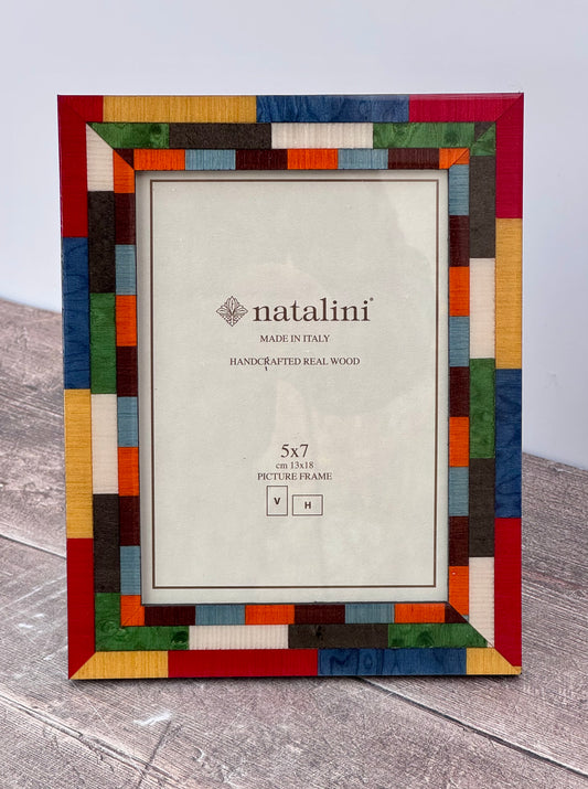 Natalini Multi-Coloured Marquetry Photo Frame 5 x 7