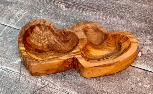 Olive Wood Heart Shaped Bowl, 21cm