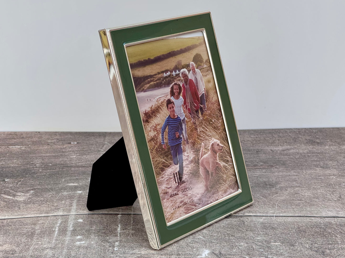 Isaac Jacobs Green and Silver Tone Border Photo Frame, 4’ x 6’