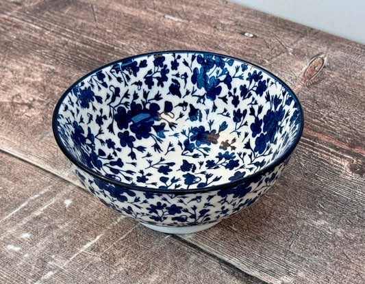 Blue and White Floral Design Bowl, 12cm