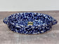Blue and White Speckled Oval Baking Dish