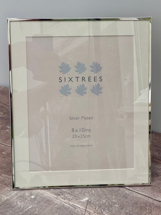 Sixtrees Silver Plated Photo Frame with Aperture, 8’ x 10’