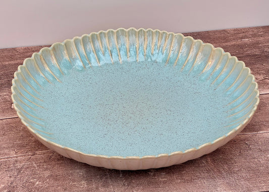 Sea Blue Scallop Edge Large Serving Bowl, 36cm