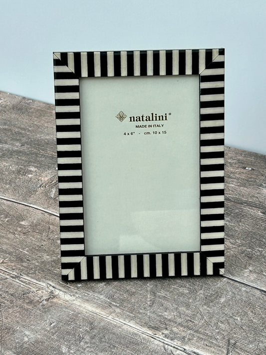 Natalini Black and White Striped Photo Frame 4 x 6