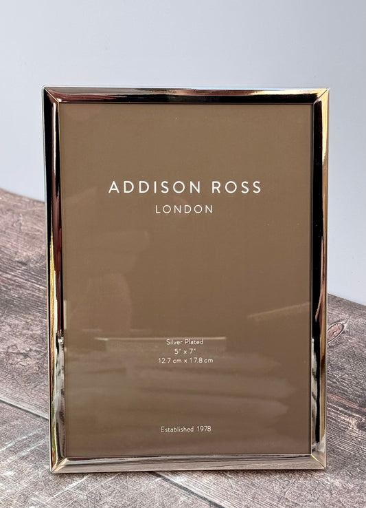 Addison Ross Silver Plated Plain Flat Border Photo Frame 5’ x 7’