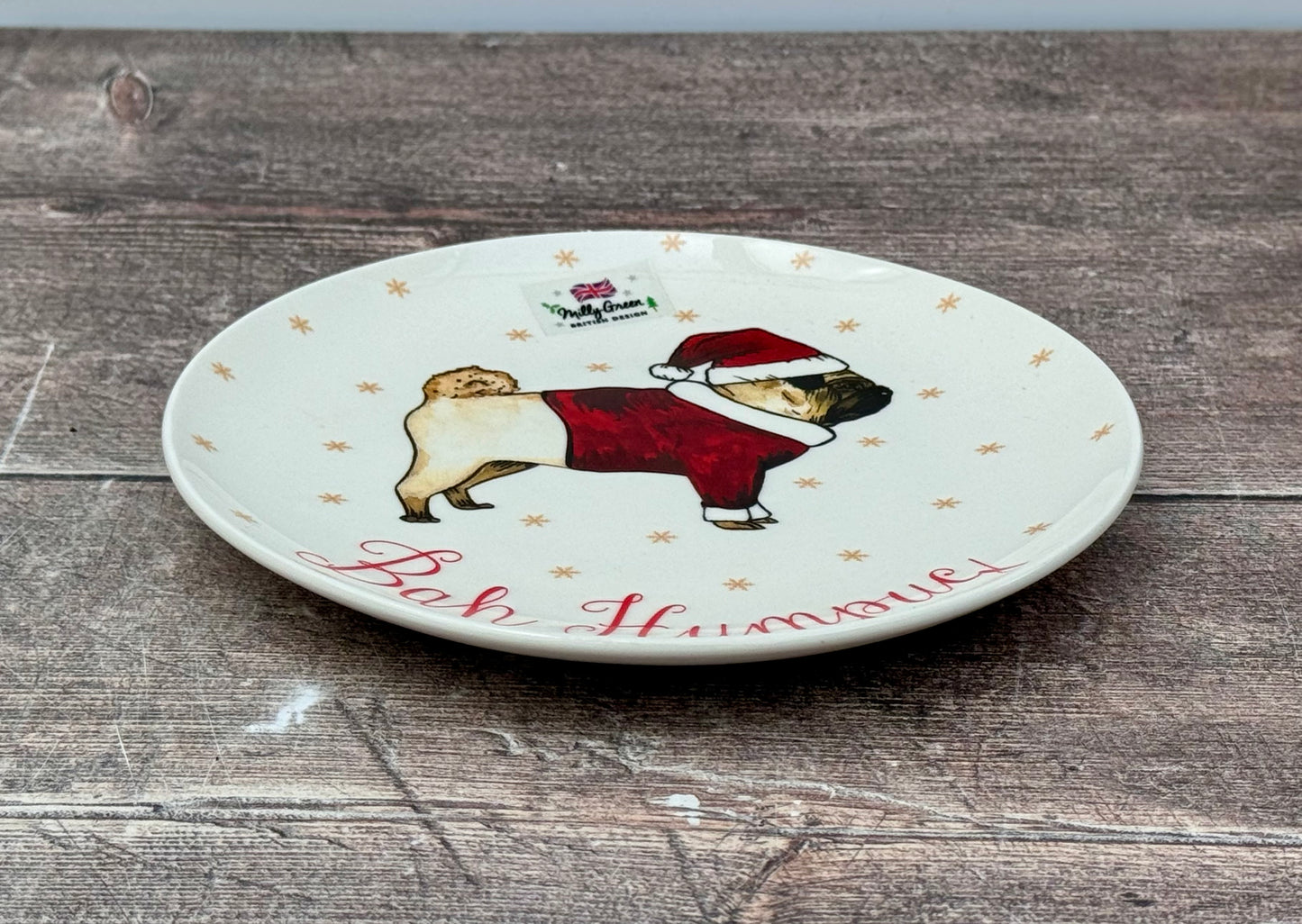 ‘Bah Humpug’ Pug Christmas Plate, 15cm