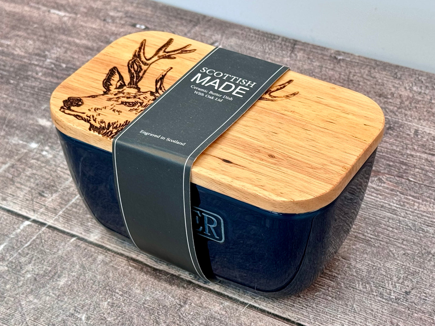 Stag Blue Butter Dish