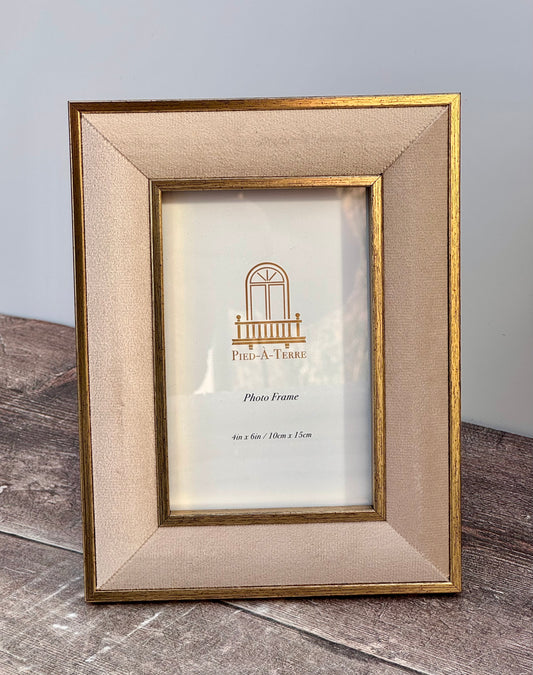 Beige Velvet Photo Frame 4 x 6