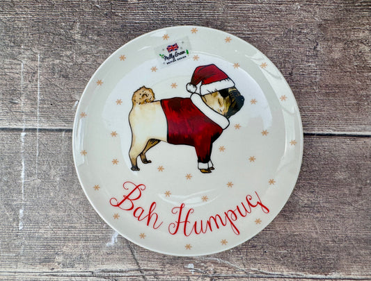 ‘Bah Humpug’ Pug Christmas Plate, 15cm