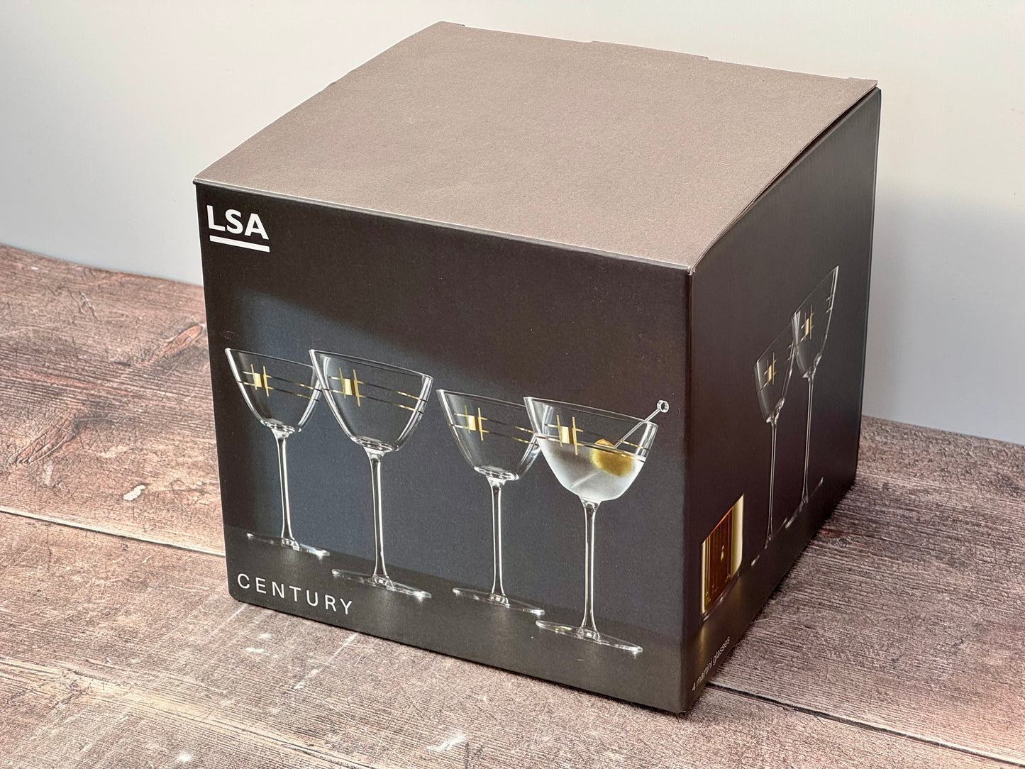 LSA Century Gold Patterned Martini Glasses (4 pack)