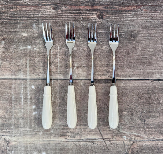 Set of 4 Fine China White Mary Berry Pastry/Dessert Forks