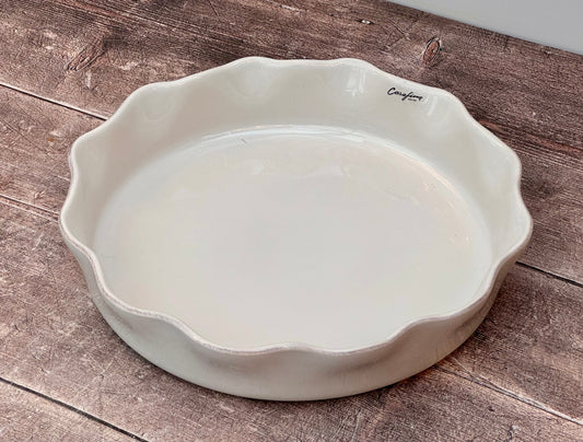 White Wavy Edge Baking / Pie Dish, 27cm