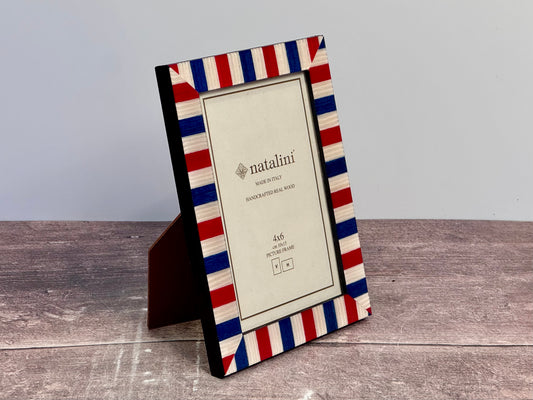 Natalini Red, Blue and White Stripe Border Photo Frame 4 x 6