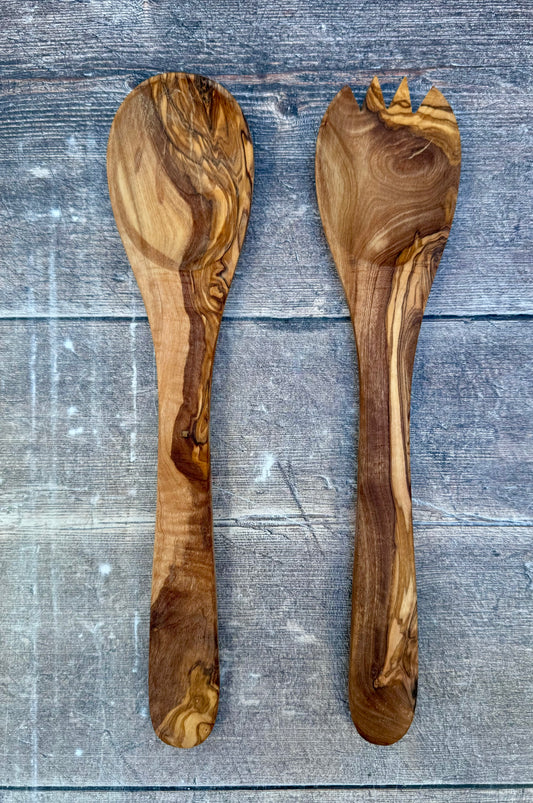 Olive Wood Salad Serving Spoons