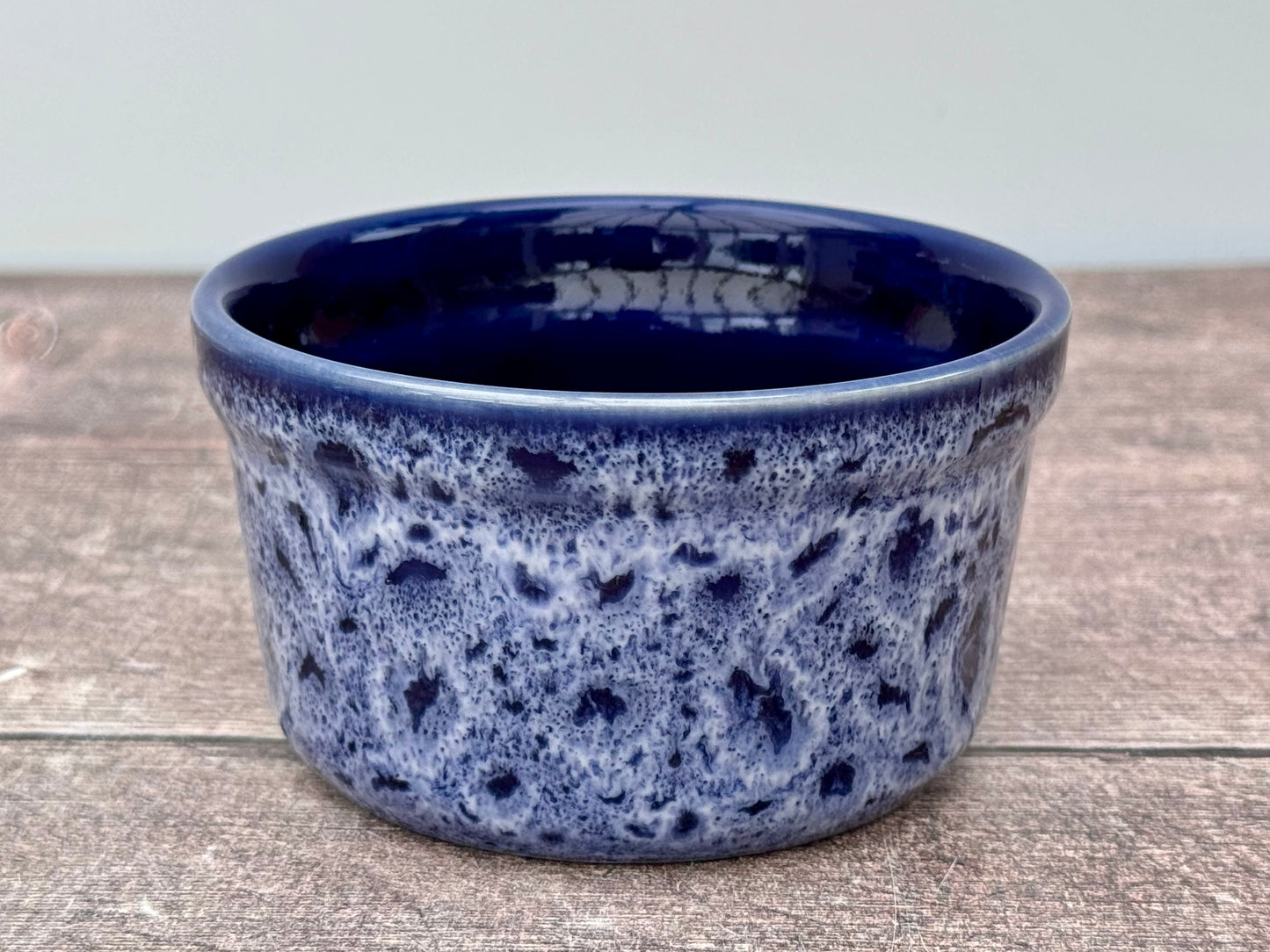 Set of 4 Blue Speckled Round Ramekin, 9.5cm