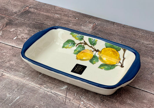 Lemon Patterned Small Rectangular Baking Dish, 25.5cm