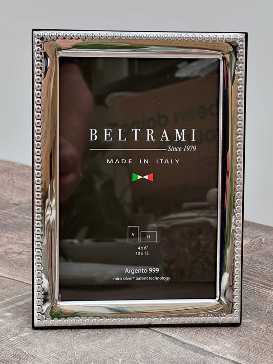 Beltrami Silver Tone Beaded Patterned Border Photo Frame 4 x 6