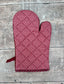 Red Flower Patterned Oven Glove