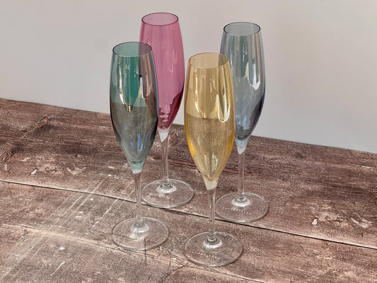 LSA Polka Multi-Coloured Champagne Flutes, Set of 4