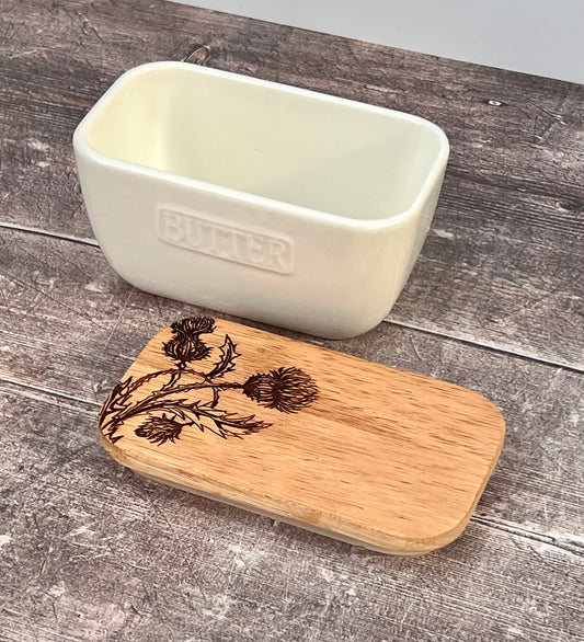 Thistle White Butter Dish