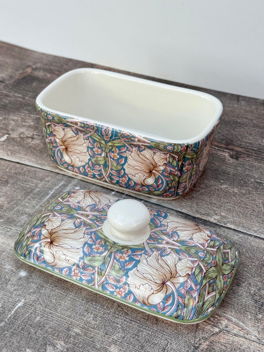 William Morris Blue Pimpernel Floral Patterned Butter Dish