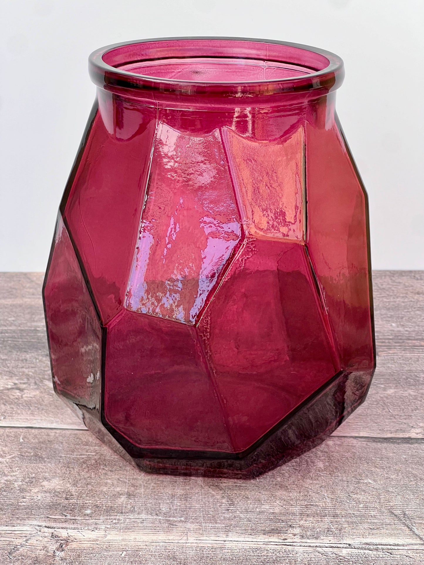 Pink Recycled Glass Vase, 19cm