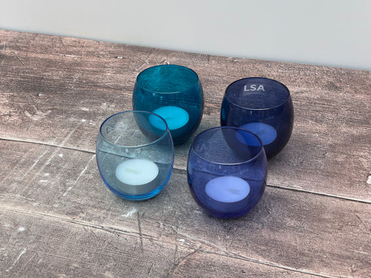 LSA Set of 4 Blue Coro Tea Light Holders