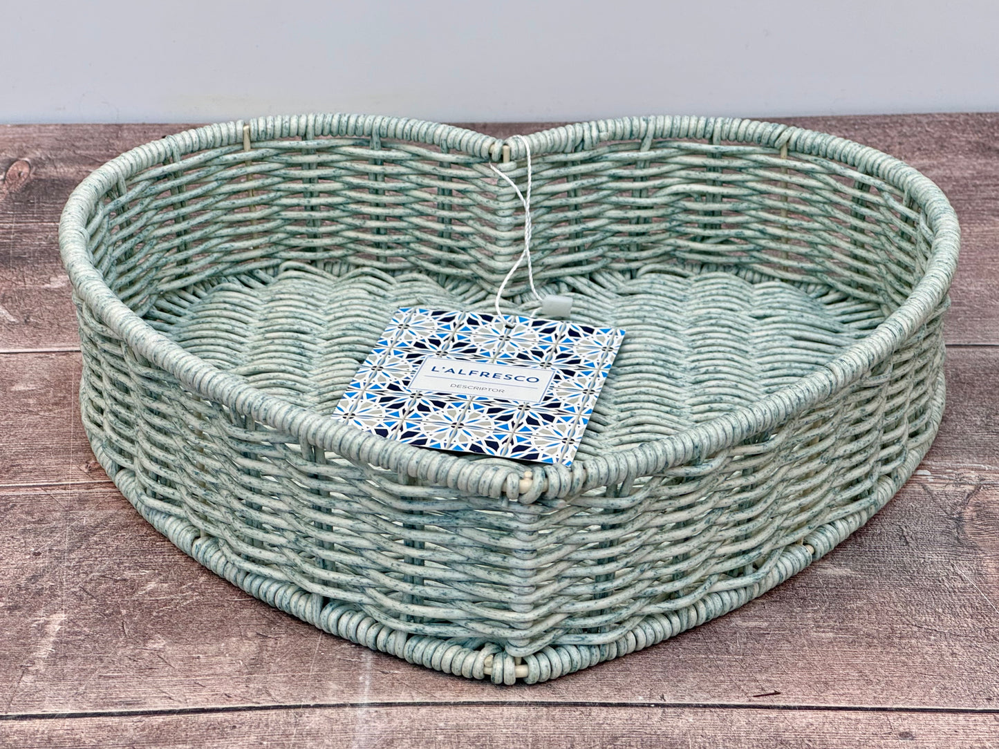 Turquoise Heart Shaped Basket, 28cm
