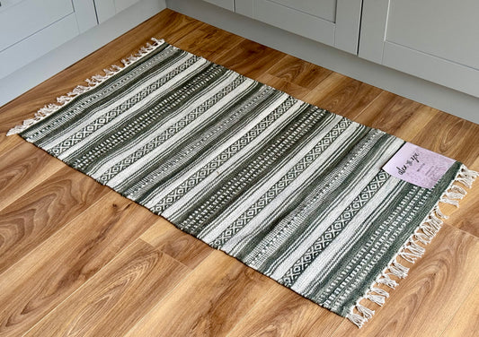 Khaki Patterned Rug, 69cm x 114cm