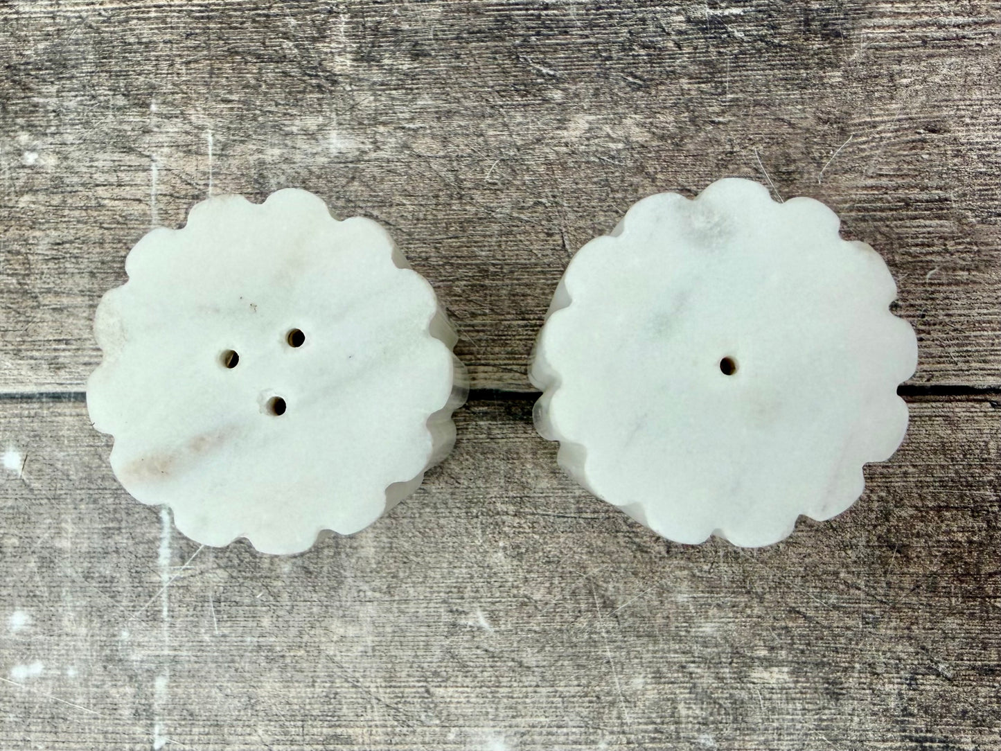 White Marble Salt and Pepper Shakers