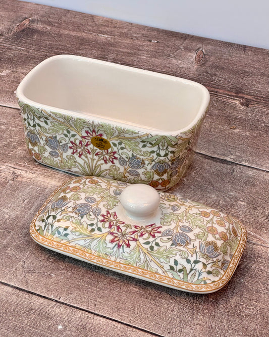 William Morris Green Hyacinth Floral Patterned Butter Dish