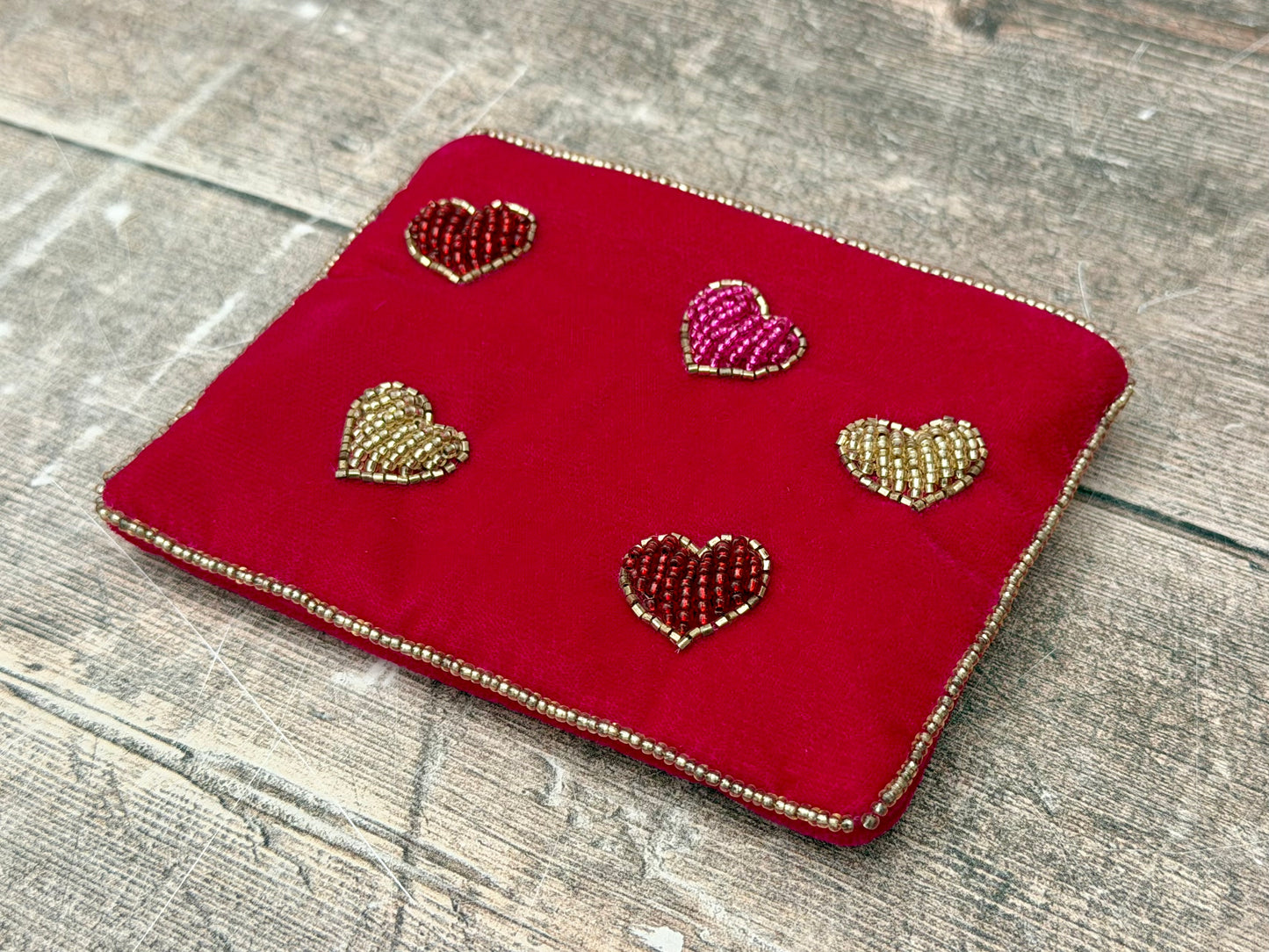 Small Pink Heart Beaded Purse
