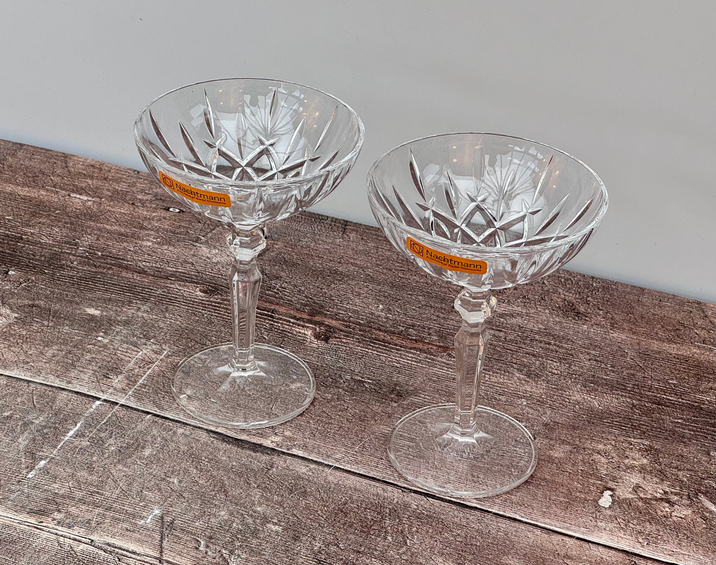 Pair of Nachtmann Noblesse Cocktail Saucer/Glasses