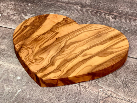 Olive Wood Heart Shaped Serving/Cheese/Chopping Board, 19cm