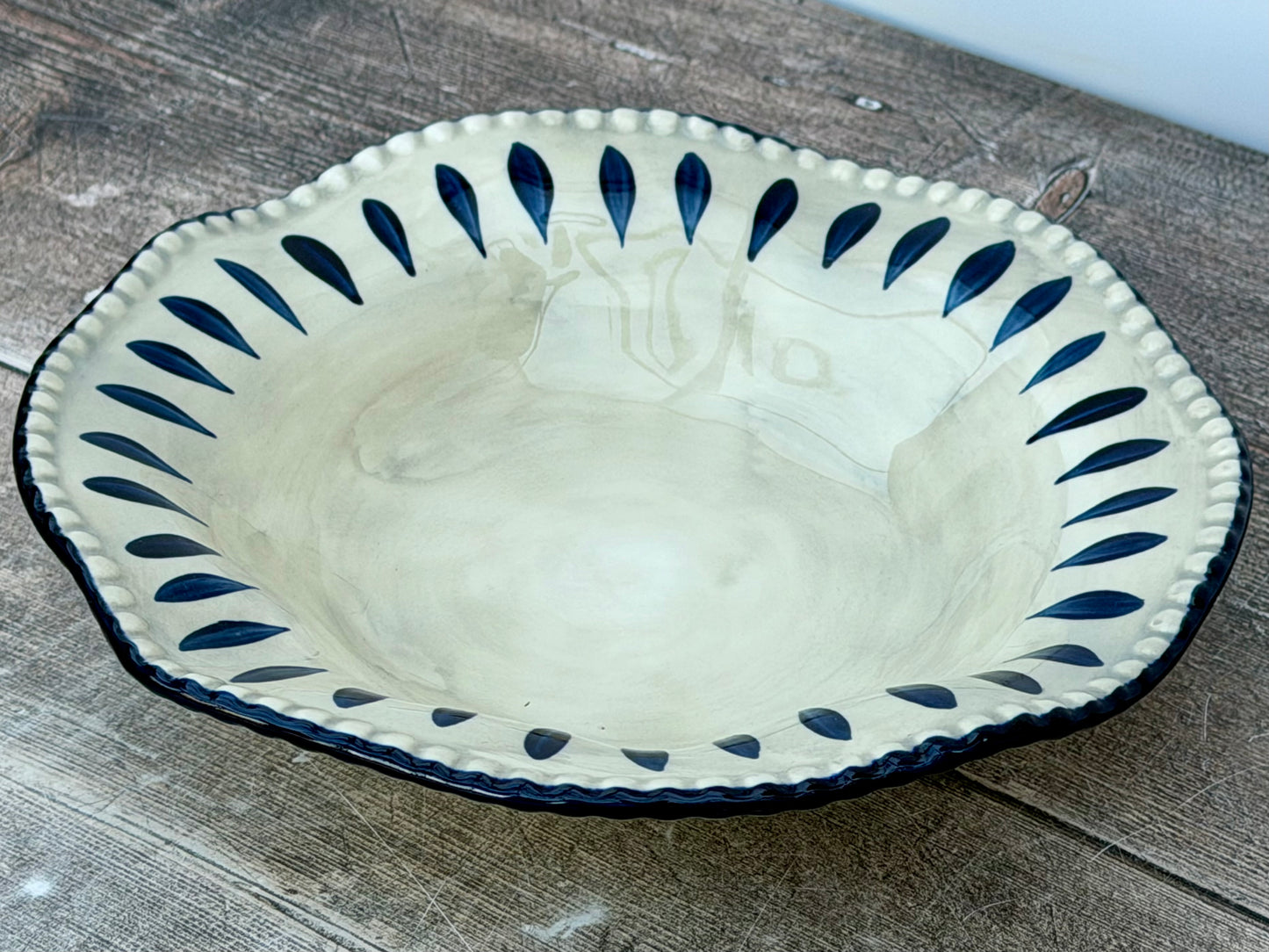 Blue Patterned Bowl, 22cm