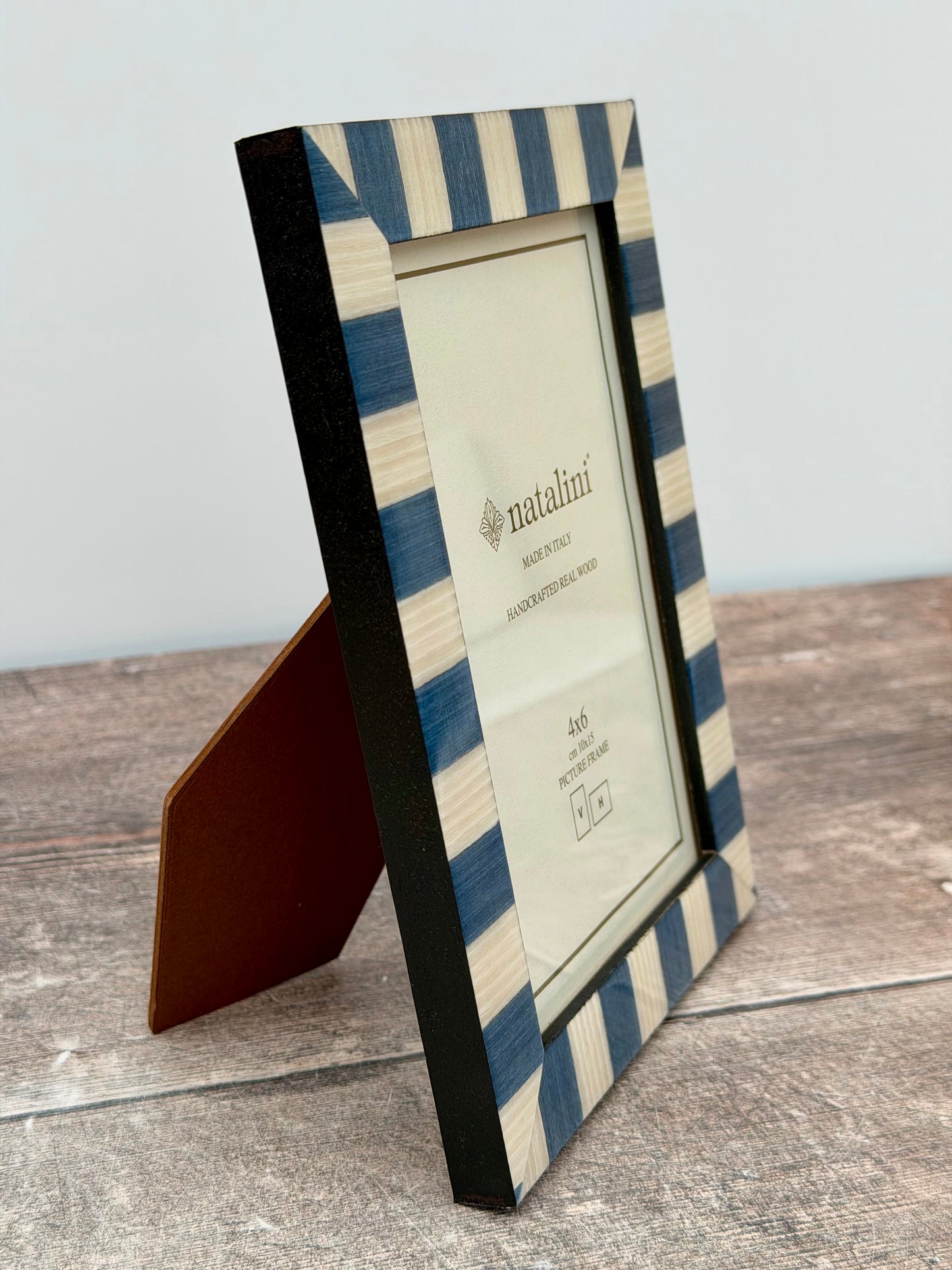 Natalini Blue and White Striped Photo Frame 4 x 6