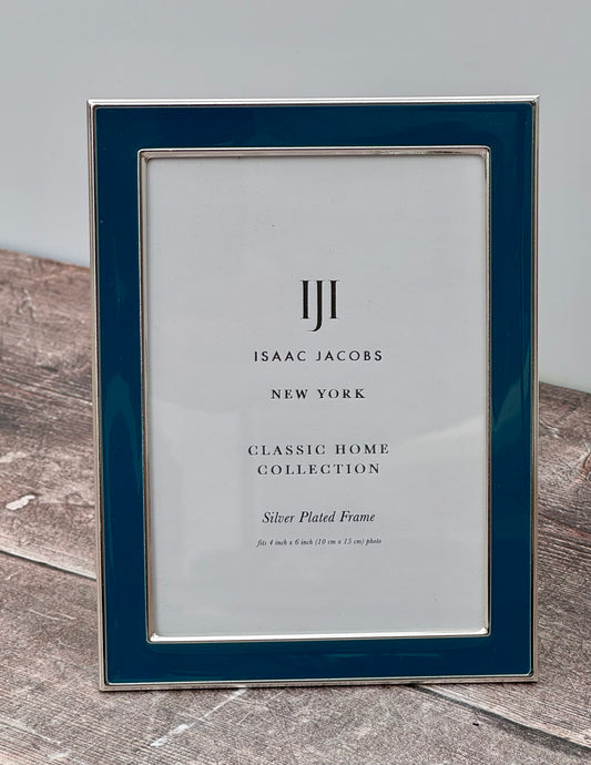 Isaac Jacobs Teal and Silver Plated Photo Frame, 4 x 6