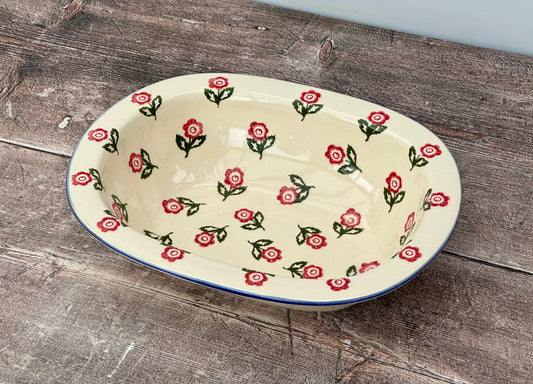 Scattered Rose Patterned Baking / Pie Dish, 24cm